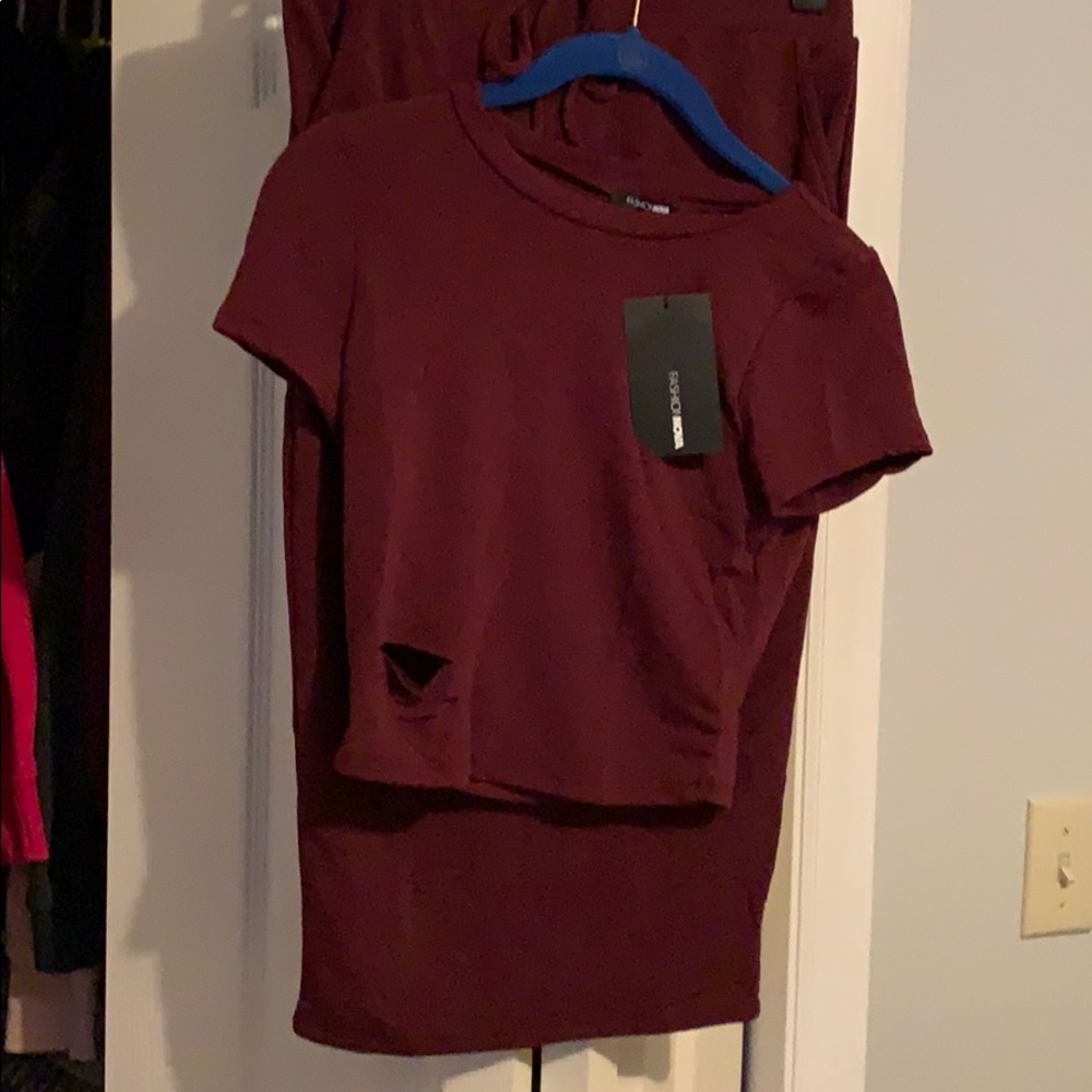 2 piece skirt and crop top